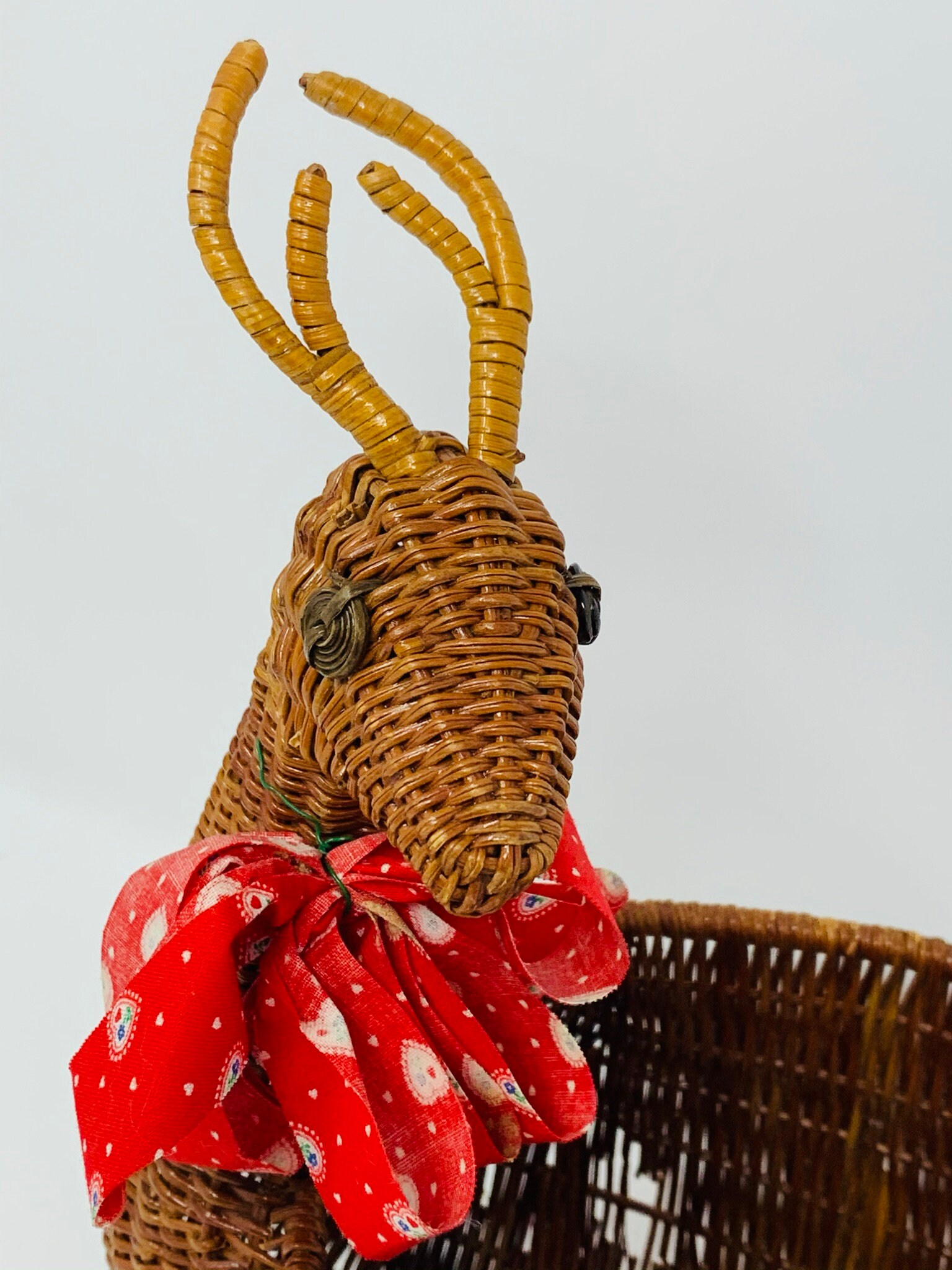 Reindeer Wicker Baskets Woven Deer Basket Pair Holiday Decor Etsy