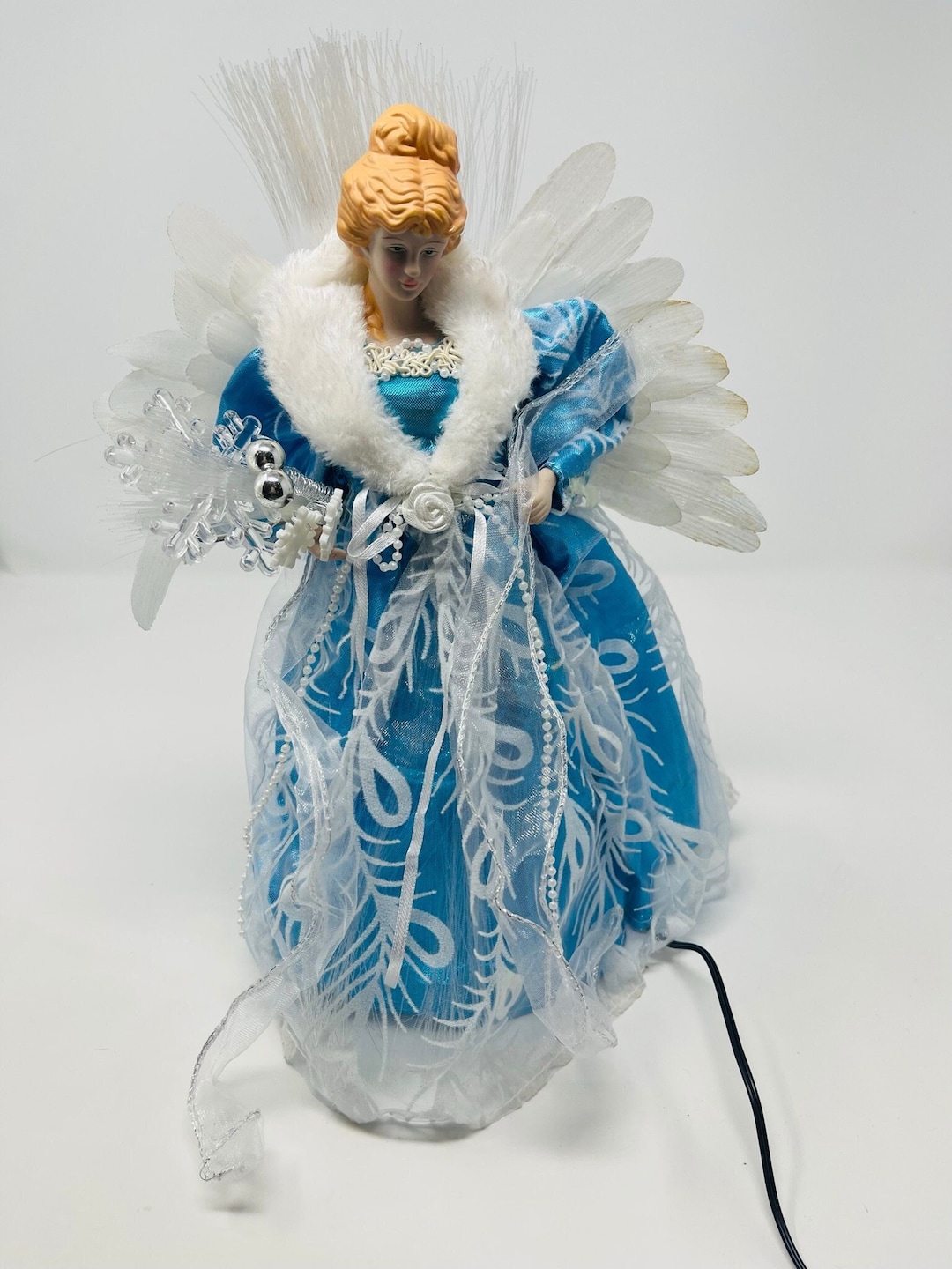 Lighted Porcelain Angel Tree Topper Fiber Optic Christmas Etsy