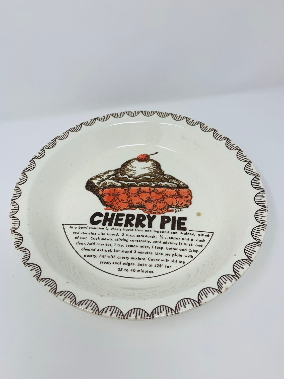 Cherry Pie Plate Vintage Ceramic Pie Plate Recipe Pie Plate Etsy UK