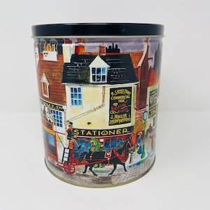 English Village Tin - Popcorn Tin, Oversized Tin - Four Seasons Tin, Victorian Tin - Large Round Tin, Countryside Tin, English Cookie