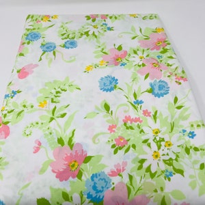 Floral Double Sheet - Floral Full Top Sheet - Shabby Chic Full Sheet -  Percale Double Top Sheet  - Pink, White, and Blue - JC Penney