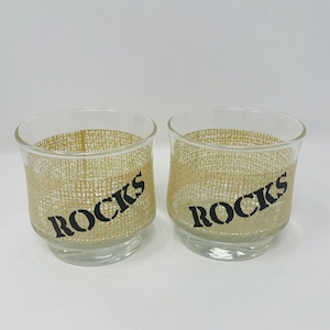 Vintage Whiskey Glasses, On the Rocks, Short Drink Glass, 1960&#39;s On the Rocks Glass, Pair of Drink Glasses, Barware Glass Pair, Barware, MCM