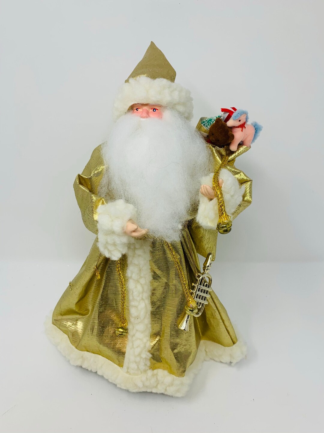 Musical Santa Figurine Old World Santa Gold Santa Santa Etsy