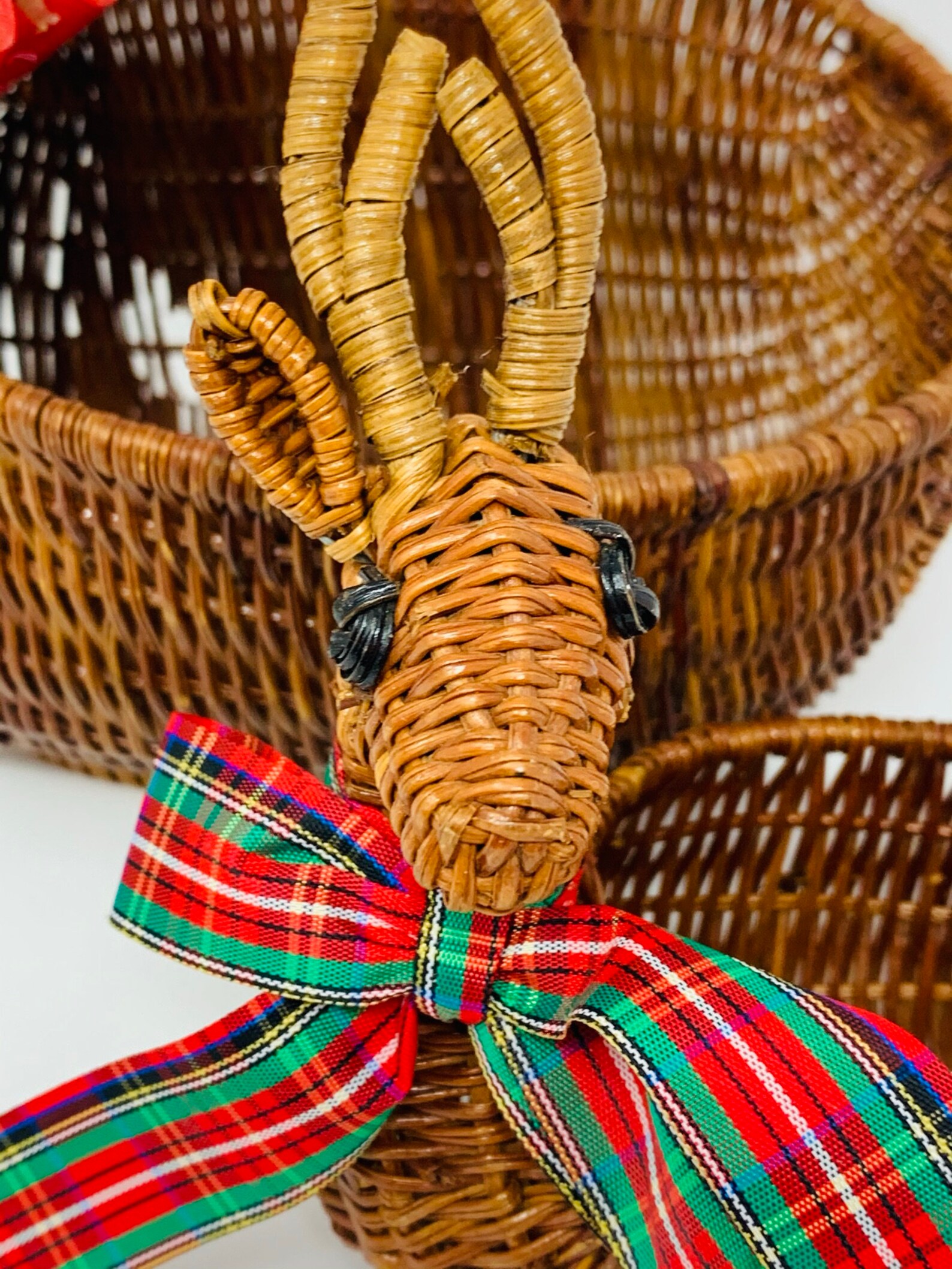 Reindeer Wicker Baskets Woven Deer Basket Pair Holiday Decor Etsy