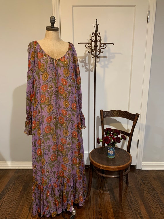 Vintage Floral Print Maxi Dress