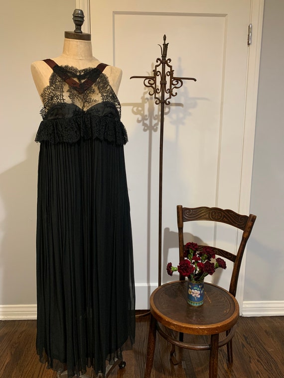 Vintage Pleated Silk Chiffon Dress