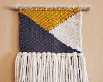 Triangle Woven Wall Hanging (Small) | Woven Wall Tapestry | Wool Weaving | Fiber Art | Bohemian Decor