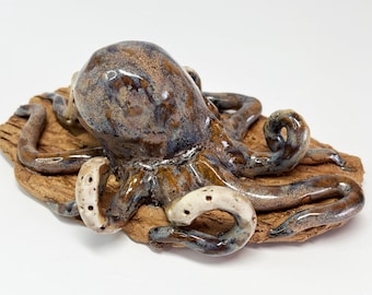 handmade octopus sculpture, octopus figurine, coastal home decor