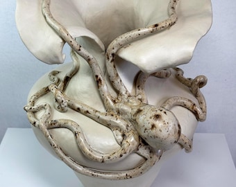 Handmade octopus vase, coastal decor, functional art