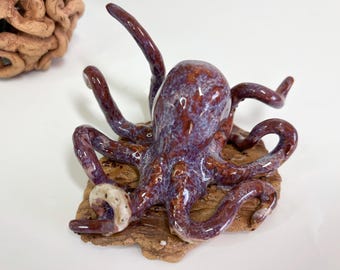 handmade octopus sculpture, marine life collectible, sea creature sculpture