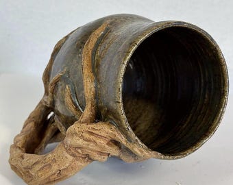 Organic mug, sculpted tree mug, 16oz mug