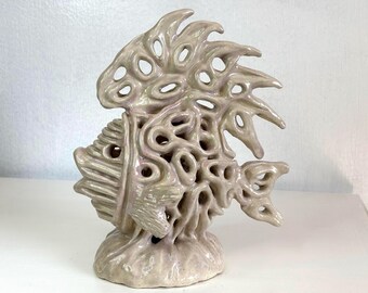 Coral inspired ceramic fish decor