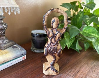 Handmade Spiral Goddess Sculpture, Iridescent Divine Feminine Figurine