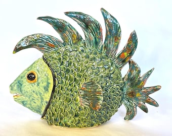 Piranha fish, coastal accent piece, fish figurine