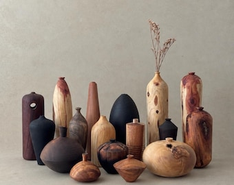 UNIQUE Wood Vases, Minimalistic Wood Decorative Vase, Shelf Accent, Wabi Sabi, Japandi Style