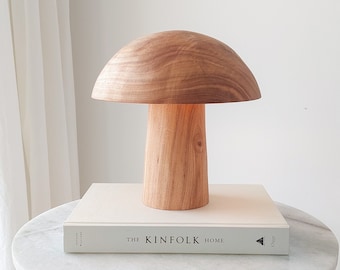 Wood Table Lamp, Mushroom Lamp, Mid-century Desk Lamp, Wabi Sabi, Handmade Wood Sculpture