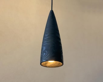 Natural Black Wood Pendant Lighting, Sculpture Ceiling Lamp, Hanging Light, Natural Modern Chandelier, Handmade, Japandi, Minimal Design