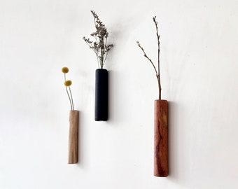 Magnet-Holzvase, Küchendekoration, Vase für Blumen, Geschenk für Mama, Geburtstag, minimalistische dekorative Holzvase, Wabi Sabi, Japandi-Stil