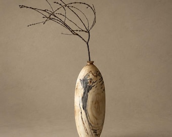 EXTRA LARGE UNIQUE Big Poplar Wood Vase, Minimalistic Wood Decorative Vase, Shelf Accent, Wabi Sabi, Japandi Style