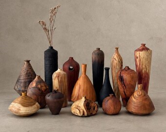 UNIQUE Wood Vases, Minimalistic Wood Decorative Vase, Shelf Accent, Wabi Sabi, Japandi Style