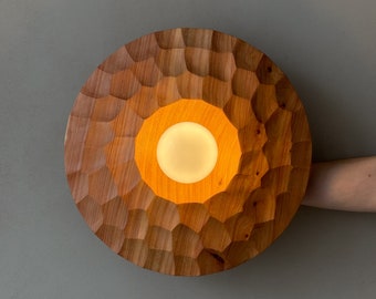 Natural Cedar Wood Wall Lighting, Sculpture Sconce, Wall Mounted Lamp, Natural Light, Handmade, Japandi, Minimal Design