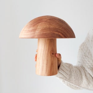 Wood Table Lamp, Mushroom Lamp, Mid-century Desk Lamp, Wabi Sabi, Handmade Wood Sculpture image 3