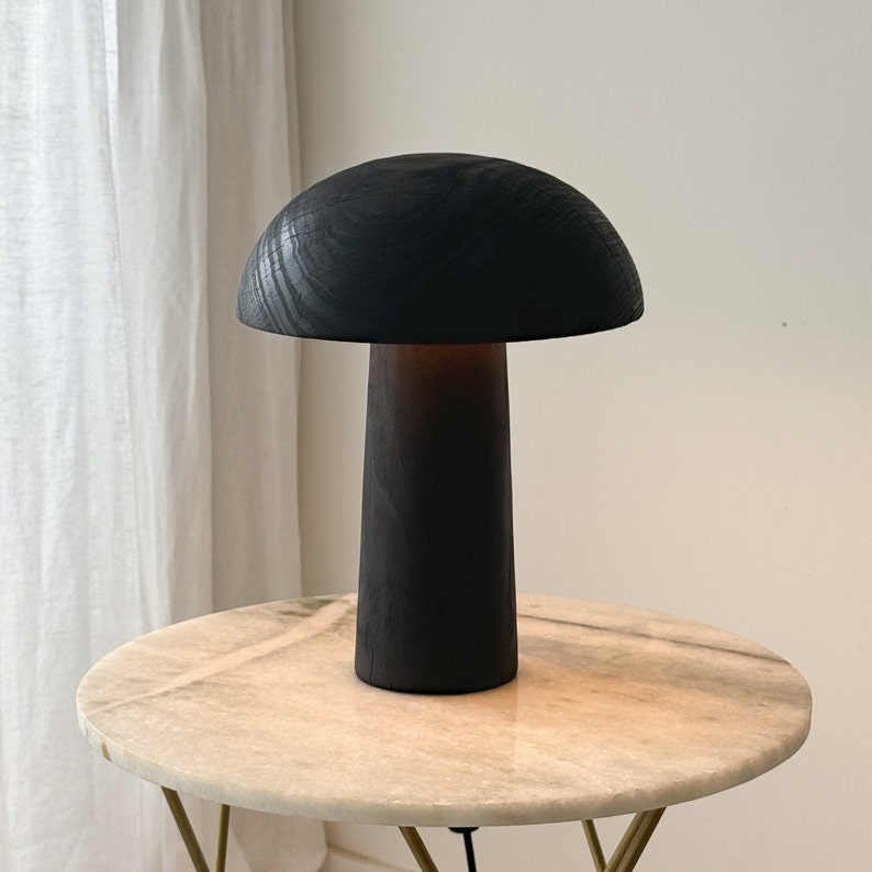 Lámpara de mesa de madera, sala de estar nórdica minimalista, escultura de madera hecha a mano, mediados de siglo, lámpara de escritorio, diseño minimalista imagen 8