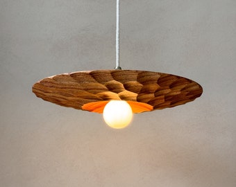 Natural Acacia Wood Pendant Lighting, Sculpture Ceiling Lamp, Hanging Light, Natural Modern Chandelier, Handmade, Japandi, Minimal Design