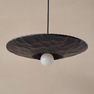 Black Wood Pendant Lighting, Sculpture Ceiling Lamp, Hanging Light, Natural Modern Chandelier, Handmade, Japandi, Minimal Design