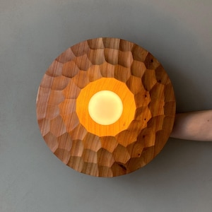 Natural Cedar and Poplar Wood Wall Lighting, Sculpture Sconce, Wall Mounted Lamp, Natural Light, Handmade, Japandi, Minimal Design