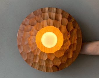 Natural Cedar and Poplar Wood Wall Lighting, Sculpture Sconce, Wall Mounted Lamp, Natural Light, Handmade, Japandi, Minimal Design