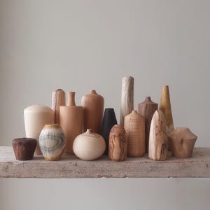 UNIQUE Wood Vases, Minimalistic Wood Decorative Vase, Shelf Accent, Wabi Sabi, Japandi Style