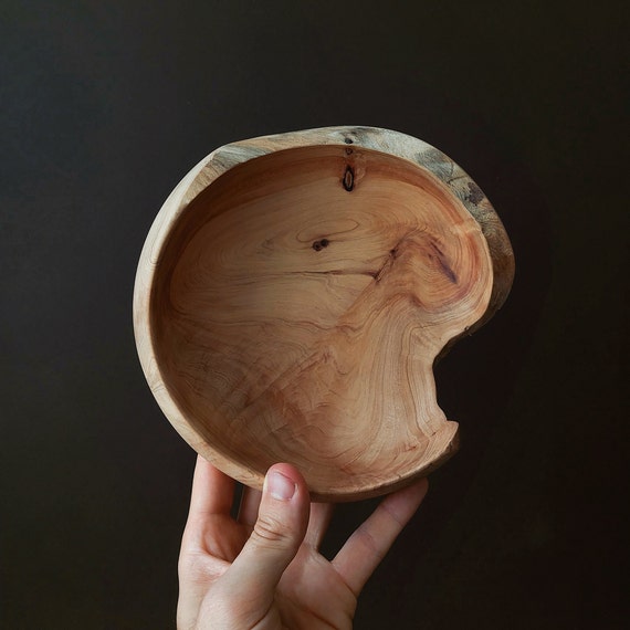 UNIQUE Kitchen Decor, Wood Decorative Plate, Shelf Accent, Wabi Sabi, Japandi Style