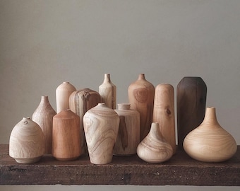 UNIQUE Wood Vases, Minimalistic Wood Decorative Vase, Shelf Accent, Wabi Sabi, Japandi Style