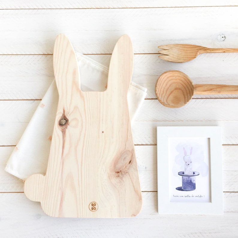 Bunny Cheese Board, Wood Kitchen Decor, Rabbit Wood Board, Cutting Board, Table decor, Christmas Gift, Easter Gift image 3