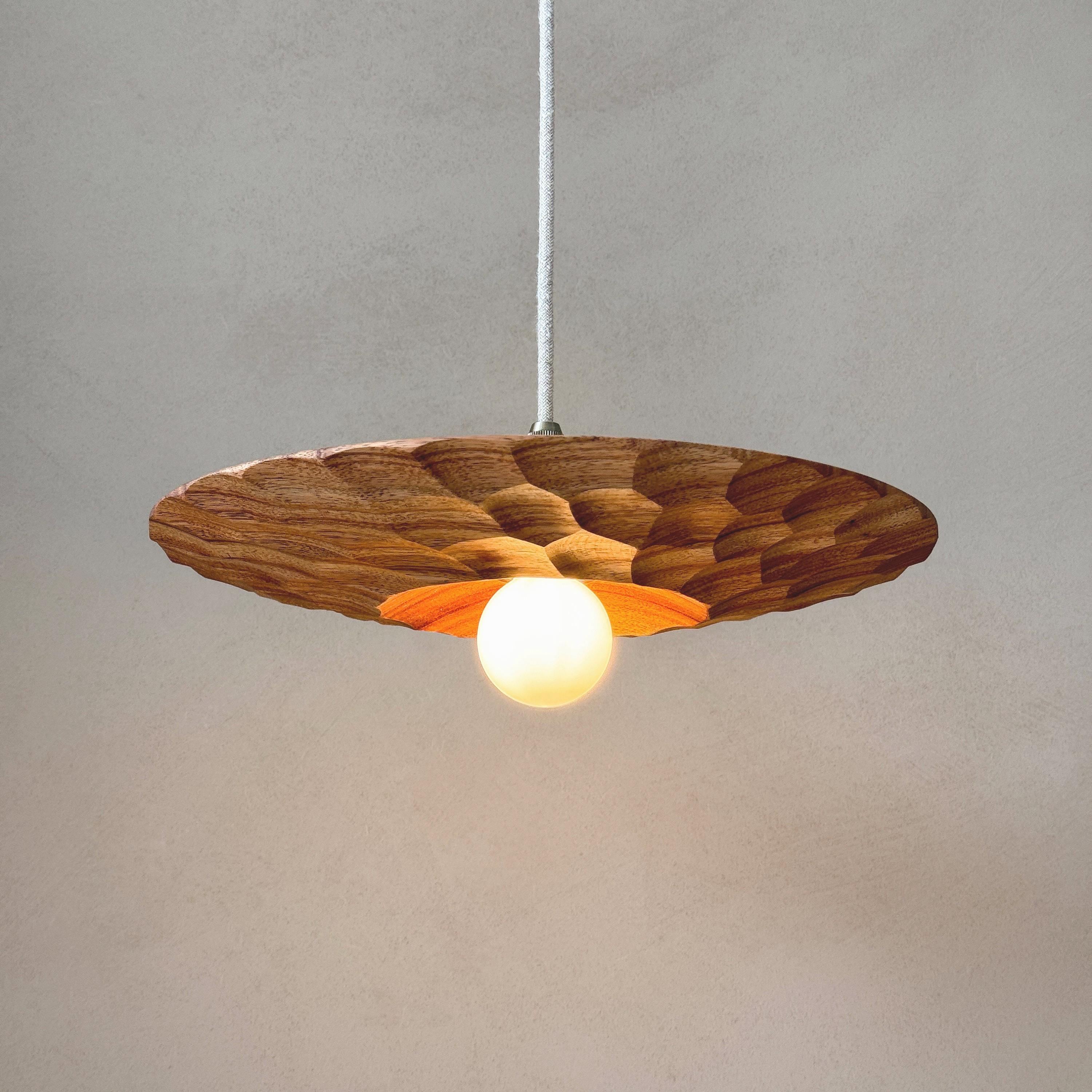 Natural Acacia Wood Pendant Lighting, Sculpture Ceiling Lamp