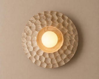 Natural Ash Wood Wall Lighting, Sculpture Sconce, Wall Mounted Lamp, Natural Light, Handmade, Japandi, Minimal Design
