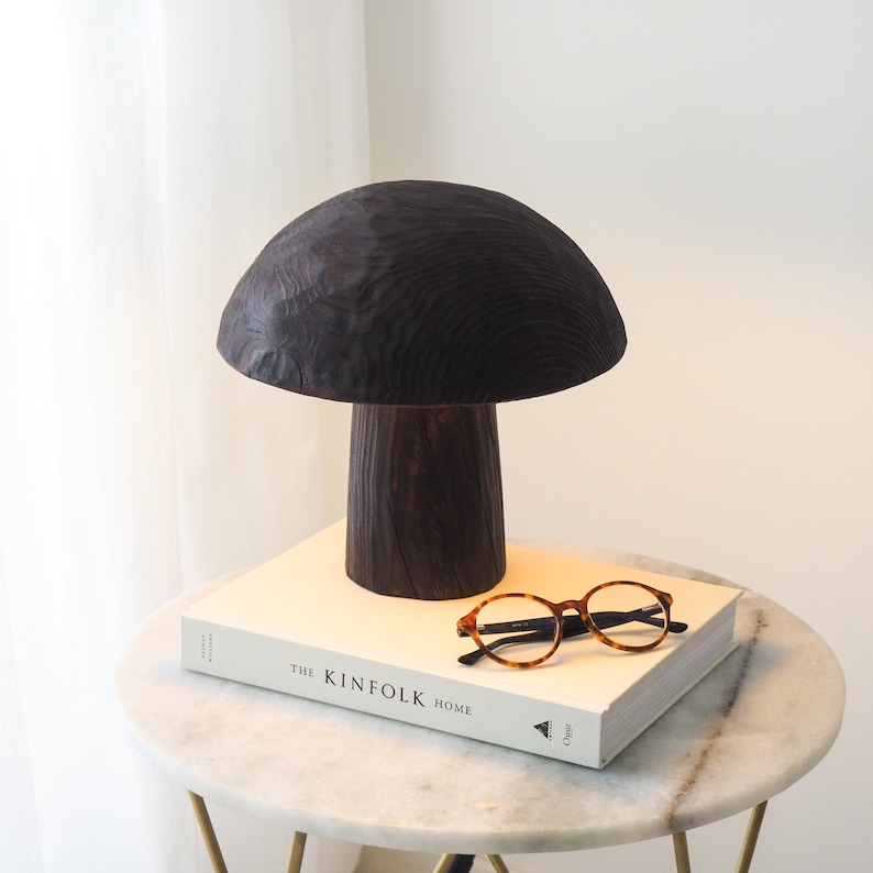 Lámpara de mesa de madera, sala de estar nórdica minimalista, escultura de madera hecha a mano, mediados de siglo, lámpara de escritorio, diseño minimalista imagen 7