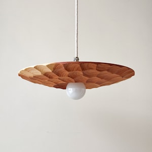 Natural Cedar Wood Pendant Lighting, Sculpture Ceiling Lamp, Hanging Light, Natural Modern Chandelier, Handmade, Japandi, Minimal Design