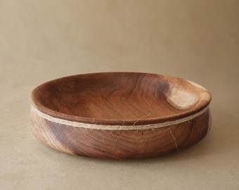 Unique Handmade Acacia Wood Bowl, Wooden Fruit Bowl, Table Centerpiece, Made in Portugal, Sustainable European Home Decor