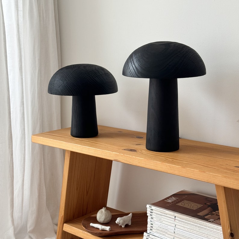 Houten tafellamp, minimale Scandinavische woonkamer, handgemaakte houten sculptuur, midden van de eeuw, bureaulamp, minimaal design afbeelding 3