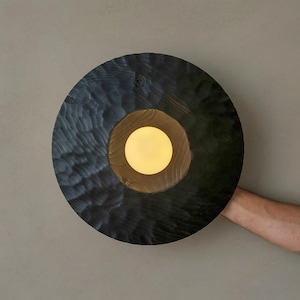 Black Wood Wall Lighting, Sculpture Sconce, Wall Mounted Lamp, Natural Light, Handmade, Japandi, Minimal Design