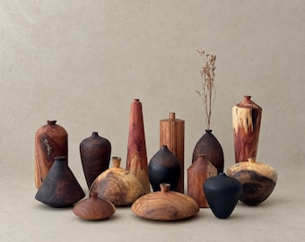 UNIQUE Wood Vases, Minimalistic Wood Decorative Vase, Shelf Accent, Wabi Sabi, Japandi Style