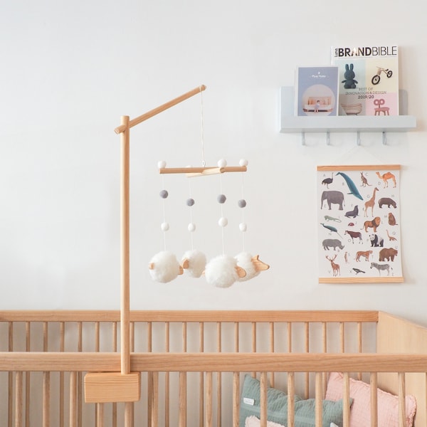 Holz-Baby-Mobile-Halter | Krippen-Mobile-Aufhänger | Mobiler Arm aus Holz für die Krippe | mobiler Kleiderbügel