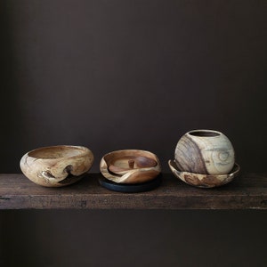 UNIQUE Kitchen Decor, Wood Decorative Plate, Shelf Accent, Wabi Sabi, Japandi Style image 6