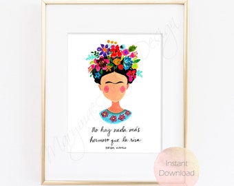 No. 3 Frida DIGITAL DOWNLOAD,No hay nada más hermoso,Spanish Quote,Art,Digital Print,Wall Art,Feminist, Feminist Icon,Printable,Artista