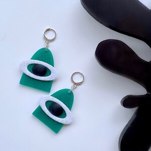 Dreamcore Eyeball Dangle Earrings: 3D Printed Mid-Century Style