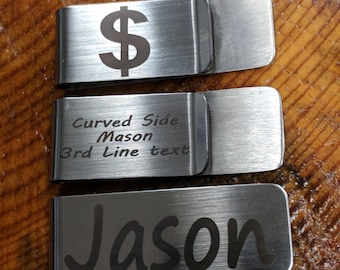 Laser engraved money clip, stainless steel money clip, groomsman money clip, groomsmen money clip, personalized money clip