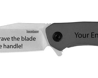 Personalized Kershaw Align Pocket Knife!  Kershaw 1405 Align laser engraved with your text or design!