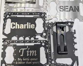 Engraved wallet card tool, Personalized EDC tool, EDC card, money clip, money clip tool, multi tool, multi-tool